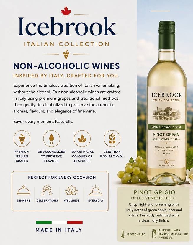 Icebrook Italian Collection — zero alcohol wine from selected Italian grapes